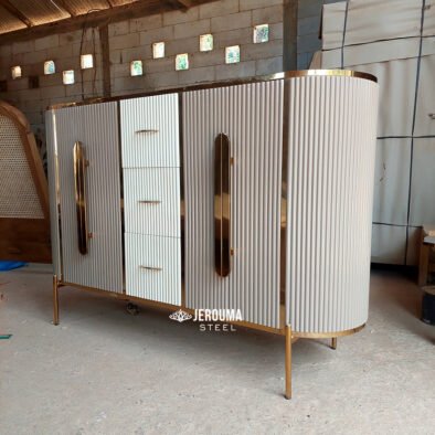 Bufet Hias Ruangan Storage Cabinet Rangka Stainless Steel
