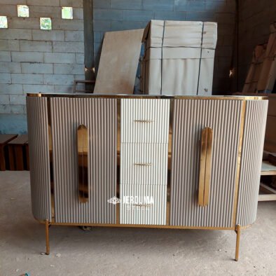 Bufet Hias Ruangan Storage Cabinet Rangka Stainless Steel