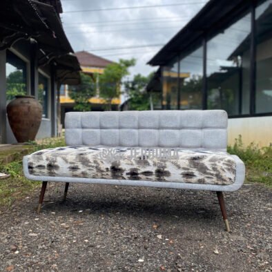 Sofa Mid Century Rangka Kayu Jati Kaki Stainless