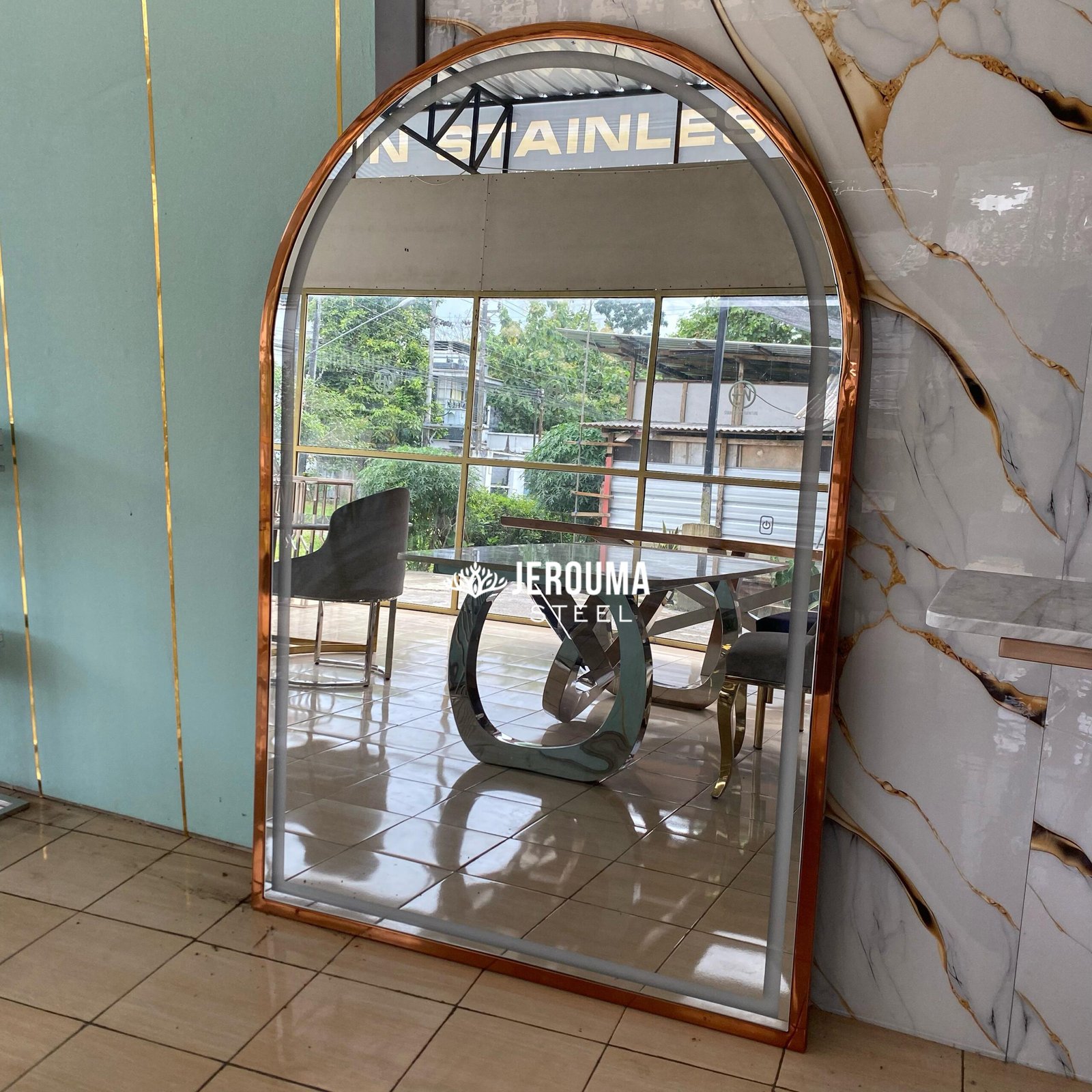 Luxury standing mirror lighting stainless steel