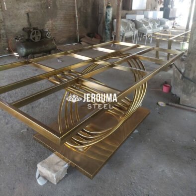 Kaki meja makan stainless steel bundar silang galaksi cantik