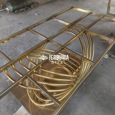 Kaki meja makan stainless steel bundar silang galaksi cantik