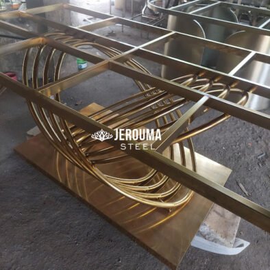 Kaki meja makan stainless steel bundar silang galaksi cantik
