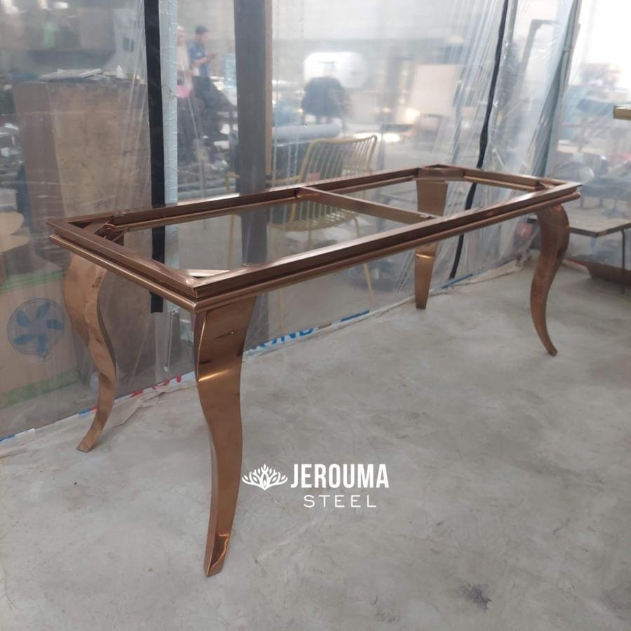 Meja Makan Stainless Steel Flamboyan Timeless Model - Jerouma Steel