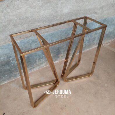 Rectangle Console Table Gold Base Stainless Steel Model Modern Style
