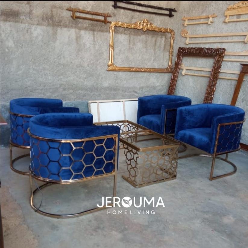 JEROUMA - Kursi Tamu BEE HIVE Set Stainless Steel Modern Living