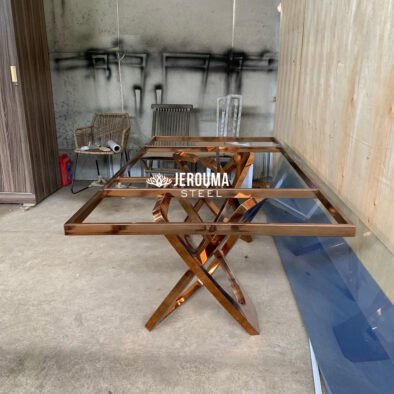 Meja Makan loop Elegan Stainless Steel