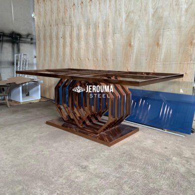 Meja Makan Hexa Geometris Stainless Steel Modern