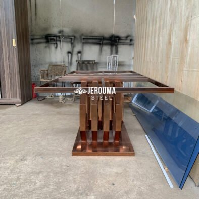 Meja Makan Hexa Geometris Stainless Steel Modern
