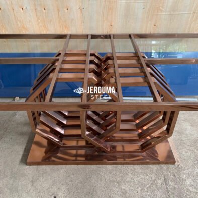 Meja Makan Hexa Geometris Stainless Steel Modern