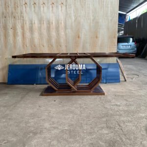 Meja Makan Hexa Geometris Stainless Steel Modern