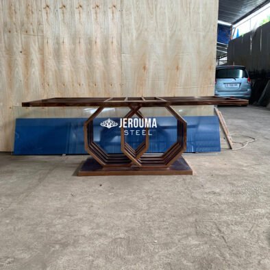 Meja Makan Hexa Geometris Stainless Steel Modern