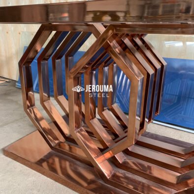 Meja Makan Hexa Geometris Stainless Steel Modern