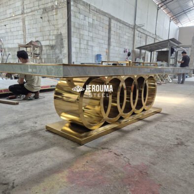 BIG Audi Classy Dining Table Stainless Steel mix Marble