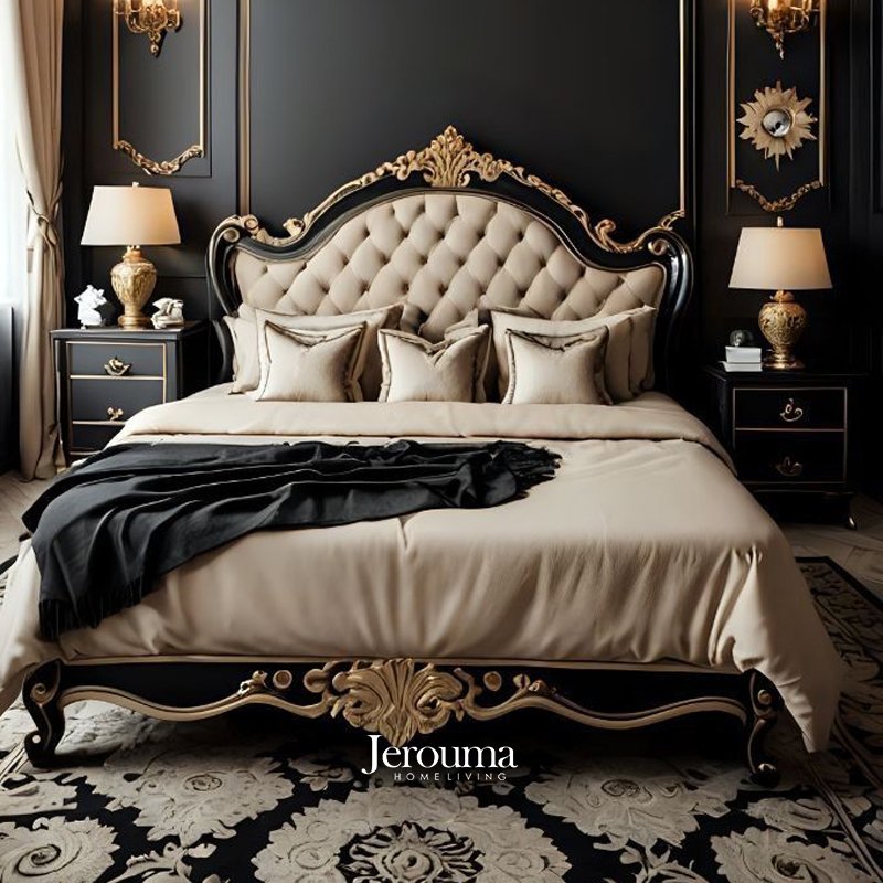 Tempat Tidur Luxury Klasik Ukiran Emas – Jerouma Home Living