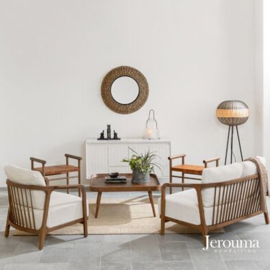 Set Kursi Tamu Minimalis Modern Kayu Jati dengan Bantal Empuk