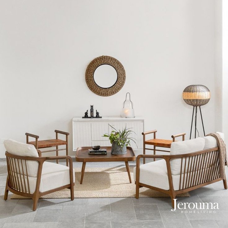 Set Kursi Tamu Minimalis Modern Kayu Jati dengan Bantal Empuk