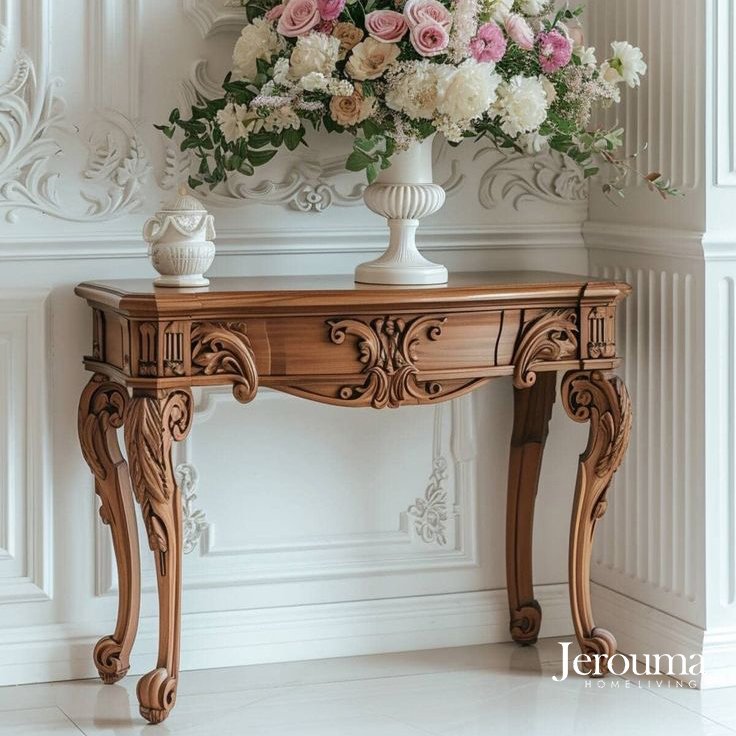 Meja Konsol Klasik Ukiran Kayu Jati Elegan
