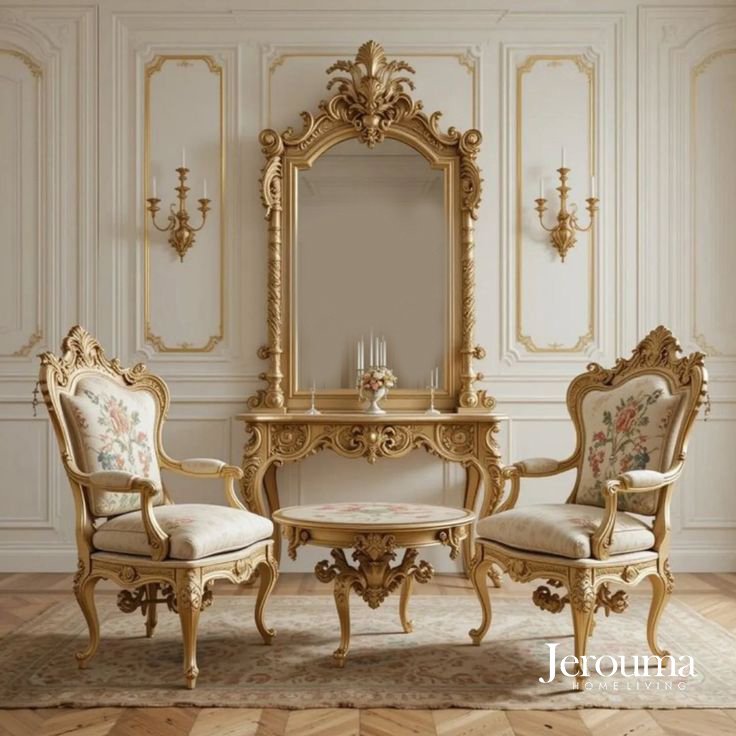 Royal Classic Living Set – Kursi & Meja Mewah by Jerouma