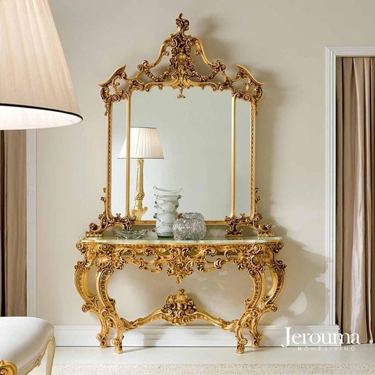 Royal Classic Console Table with Ornate Mirror Timeless Luxury