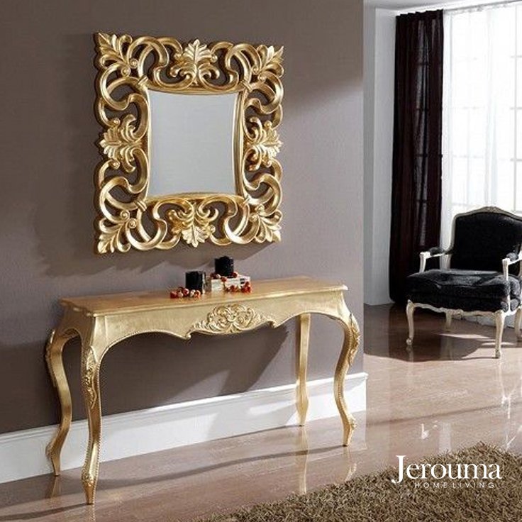 Konsol Table Classic Gold with Artistic Mirror Frame Elegan