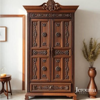 Lemari Pakaian Ukir Kayu Jati Klasik – Lemari 2 Pintu Elegan Jerouma Home Living