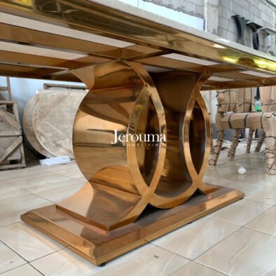 Set Meja Makan Modern Luxury Marble Top with 8 Chairs Elegan