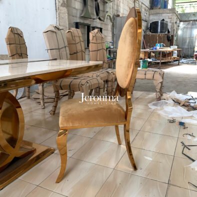 Set Meja Makan Modern Luxury Marble Top with 8 Chairs Elegan