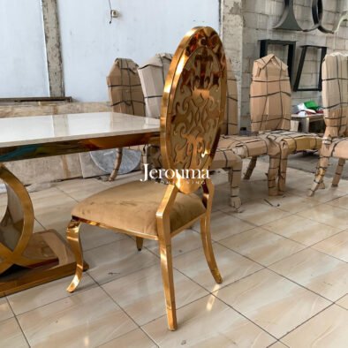 Set Meja Makan Modern Luxury Marble Top with 8 Chairs Elegan