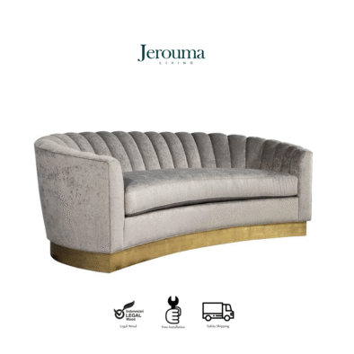 Sofa Modern Curve Velvet Gold Base Jepara