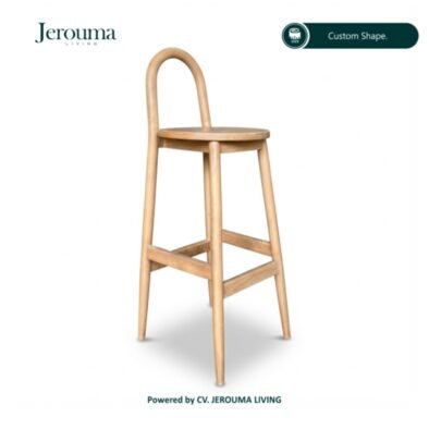 Kursi Bar Kayu Custom Minimalis – Sandaran Melengkung | Jerouma Living