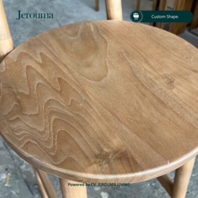 Kursi Bar Kayu Custom Minimalis – Sandaran Melengkung | Jerouma Living