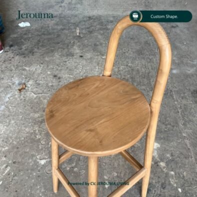 Kursi Bar Kayu Custom Minimalis – Sandaran Melengkung | Jerouma Living