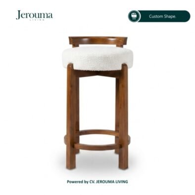 Kursi Bar Kayu dengan Bantalan Custom – Wooden Bar Stool | Jerouma Living
