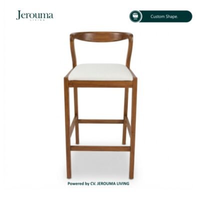 Kursi Bar Kayu dengan Sandaran & Dudukan Empuk – Kursi Counter Custom | Jerouma Living