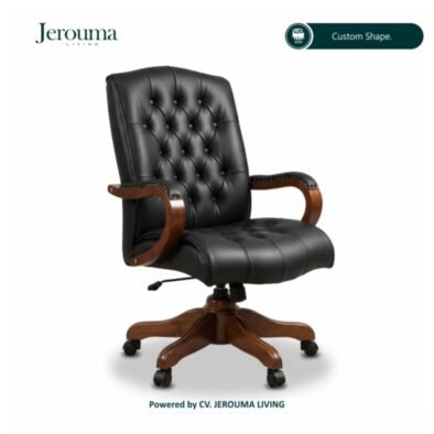 Kursi Kantor Direktur Kayu Custom – Executive Chair Kulit Elegan | Jerouma Living