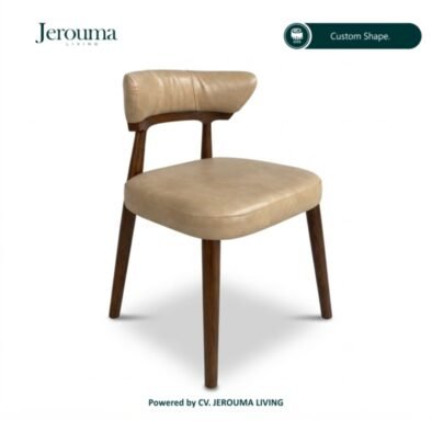 Kursi Makan Kayu Custom dengan Jok Kulit – Desain Modern Elegan | Jerouma Living