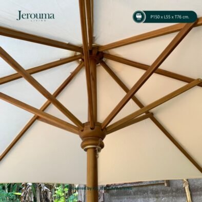 Meja Piknik Kayu Outdoor dengan Payung | Set Meja Kursi Taman P150 cm