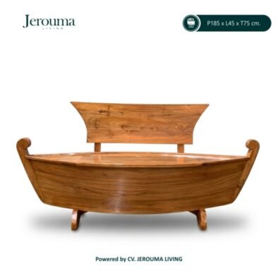 Kursi Kayu Jati Model Perahu Unik dengan Sandaran – P185 × L45 × T75 cm