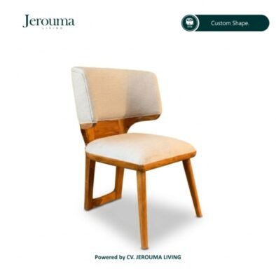 Kursi Makan Kayu Minimalis Modern Jok Kain Cream – Jerouma Living