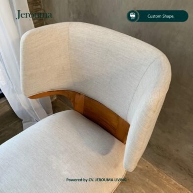 Kursi Makan Kayu Minimalis Modern Jok Kain Cream – Jerouma Living