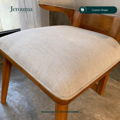 Kursi Makan Kayu Minimalis Modern Jok Kain Cream – Jerouma Living