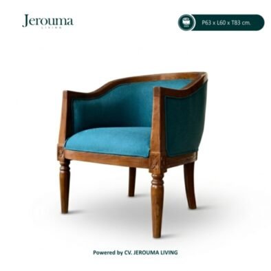 Kursi Kayu Klasik Jok Biru Elegan – Kursi Tamu & Cafe Jerouma Living