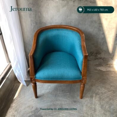 Kursi Kayu Klasik Jok Biru Elegan – Kursi Tamu & Cafe Jerouma Living