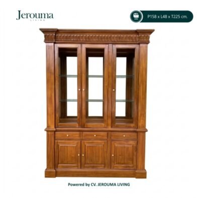 Lemari Hias Kayu Klasik 3 Pintu Kaca | Jerouma Living