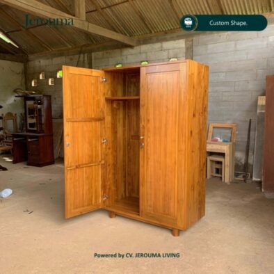 Lemari Pakaian Kayu 2 Pintu Minimalis Custom – Jerouma Living