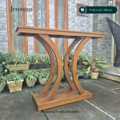 Meja Konsol Kayu Minimalis Modern Kaki Lengkung Elegan – Jerouma Living