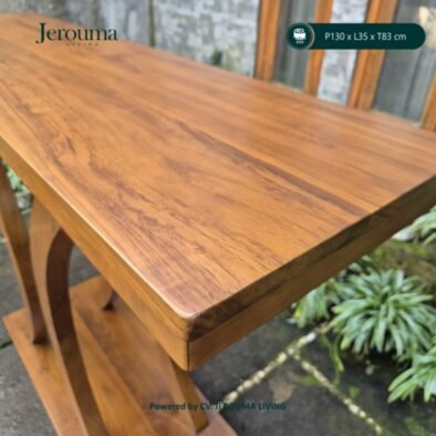 Meja Konsol Kayu Minimalis Modern Kaki Lengkung Elegan – Jerouma Living