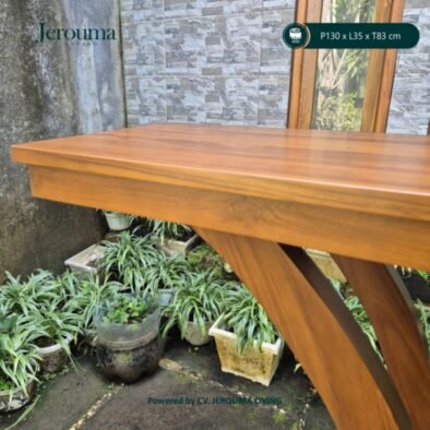 Meja Konsol Kayu Minimalis Modern Kaki Lengkung Elegan – Jerouma Living