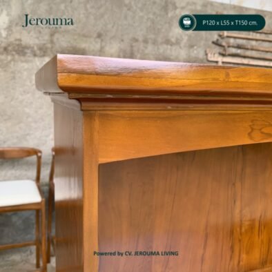 Meja Belajar Kayu dengan Rak Buku & Laci 120 cm – Furniture Custom Jerouma Living